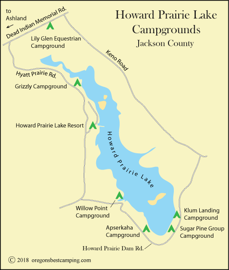 map of Howard Prairie Lake, Jackson County, OR