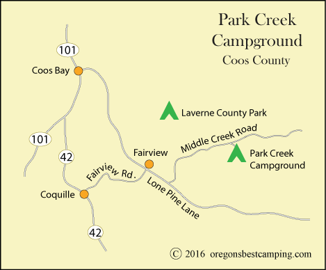 map of Park Creek Campground, Coos County, OR