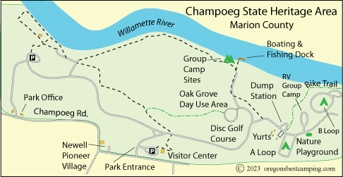 map of Champoeg State Heritage Area, Marion County, Oregon