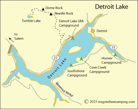 Detroit Lake map, Oregon