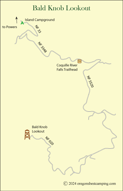 Bald Knob Lookout map, Rogue River-Siskiyou National Forest, Oregon