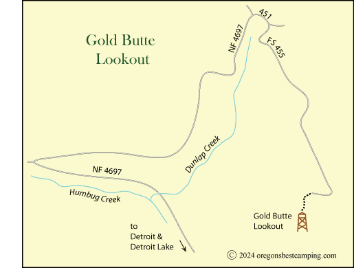 Gold Butte Lookout  map, Willamette National Forest, Oregon